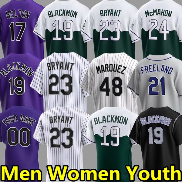 

23 kris bryant baseball jerseys charlie blackmon todd helton c.j. cron ryan mcmahon german marquez elias diaz mike moustakas kyle and jersey, Blue;black