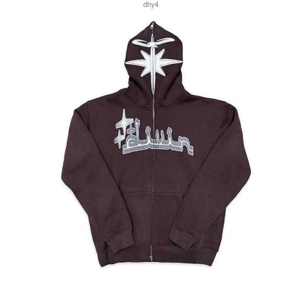 

men's hoodies sweatshirts y2k full zip hip hop graphic print hooded streetwear harajuku goth oversized winter men jackets coat clothes, Black