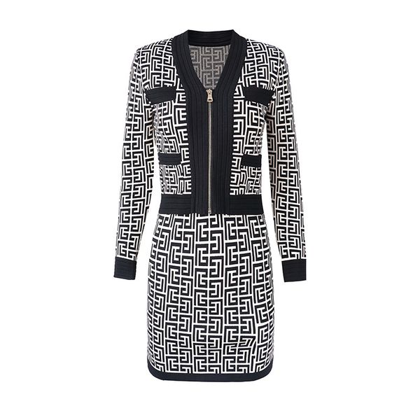 

designers women two piece pants dresses knitting dress luxury clothes slim shape cold shoulder design office lady outfit business clothes fo, White