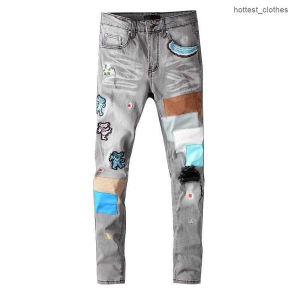 

new arrival mens designer am-jeans classic straight patch jeans trousers famous brand zipper marbling slim-leg sale us size 29-40 8odk, Blue