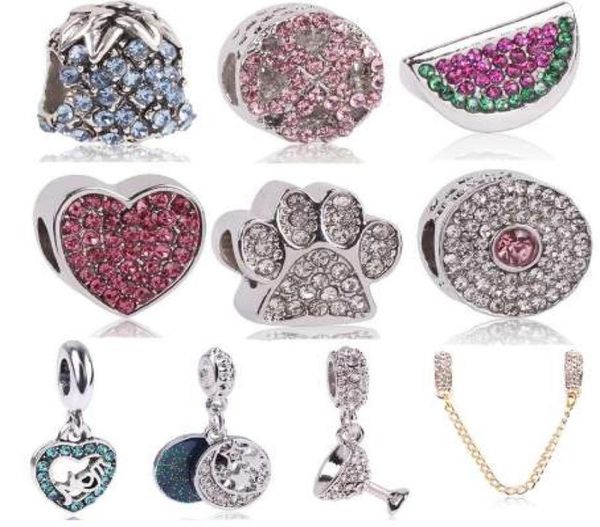 

ranqin charms bracelet spacer charm silver bead abstract zircon beads jewelry making diy bracelet4585628, Black