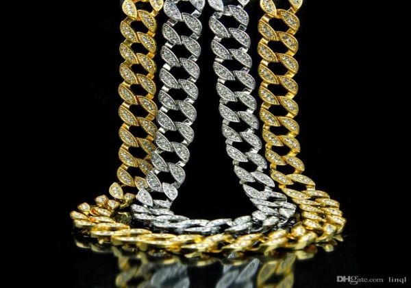 

new arrival miami cuban link chain gold plated fully iced out hip hop bling 2016 promotion chain kka15461060427, Silver