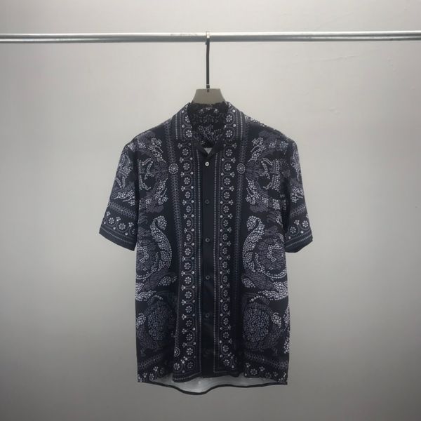 

men's designer shirt summer short sleeve casual button up shirt printed bowling shirt beach style breathable t-shirt clothing #68, White;black