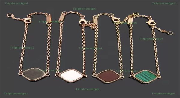 

classic fashion 4four leaf clover single flower pendant charm bracelets chain 18k gold agate shell motherofpearl for women girl3679950, Golden;silver