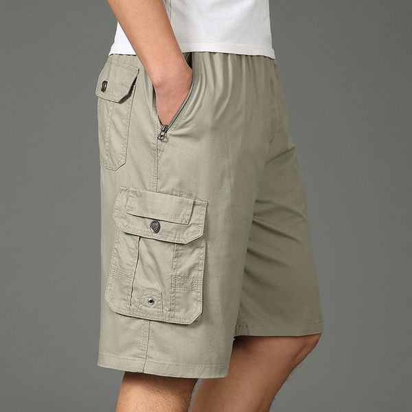 

men's shorts shorts men bermuda cotton pocket zip cargo shorts fashion style elastic army male summer casual knee length vintage yellow, White;black