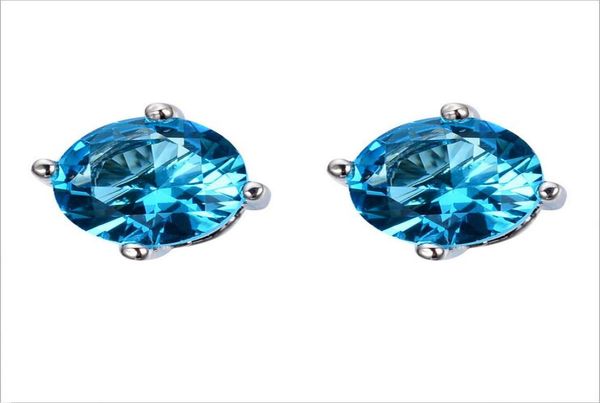

luckyshine 12 pairs blue zircon crystal stud earring fashion simple small stud earrings for women valentine039s day gift 88 mm6273235, Golden;silver