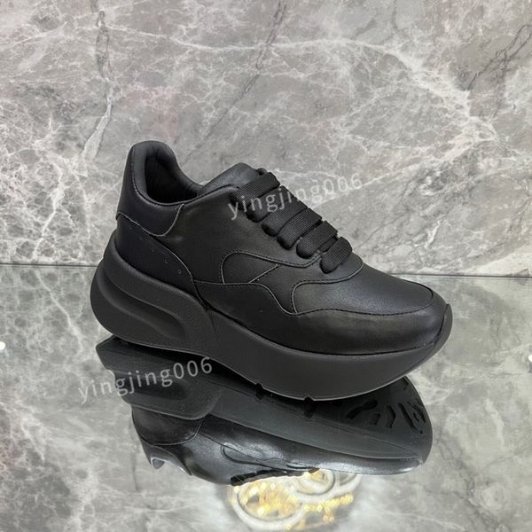 

2023new brand fashion designer platform men casual shoes leather lace-up sneaker lady flat running trainers letters gym sneaker, Black