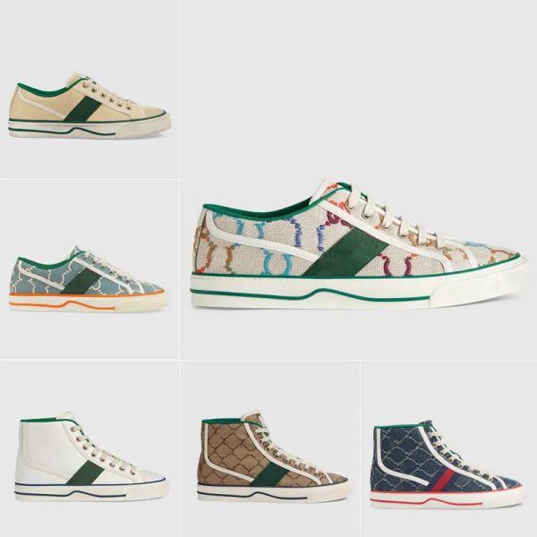 

men women casual shoe canvas shoes sneakers designer 1977 tennis embroidery dress skateboard luxury high jacquard de gg''sneakers, Black