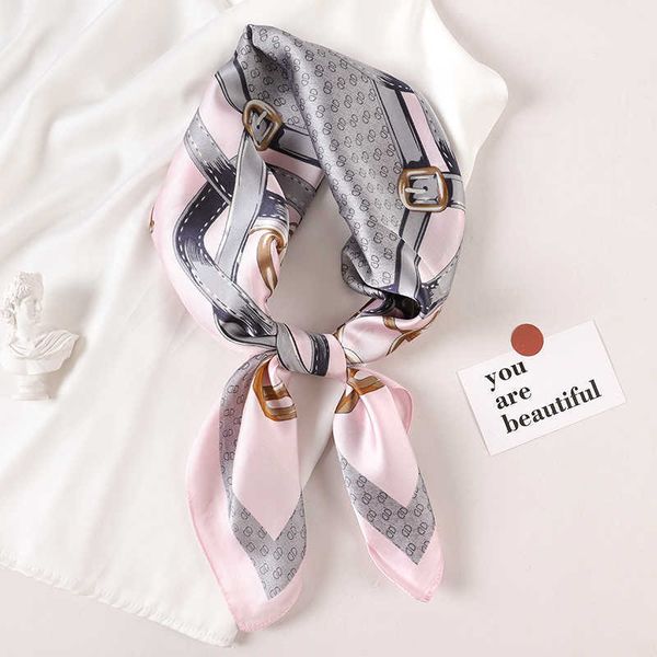 

silk square scarf women satin bandana print bag scarves head band fashion lady hair shawl and wrap female neckerchief hijab 2022 g220513, Blue;gray