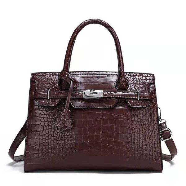 

hbp handbag tote leather totes crocodile pattern lady handbags large capacity shopping bag fashion designer shoulder bag bottom anti wear ri
