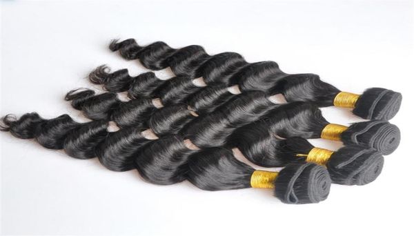 

indian virgin human hair loose deep wave unprocessed remy hair weaves double wefts 100gbundle 1bundlelot can be dyed bleached6884972, Black