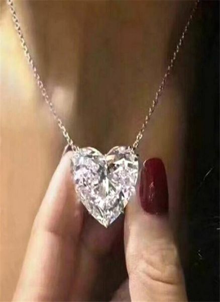 

choucong brand simple fashion jewelry solitaire real 925 sterling silver large diamond heart pendant white z gemstones handmad4296187