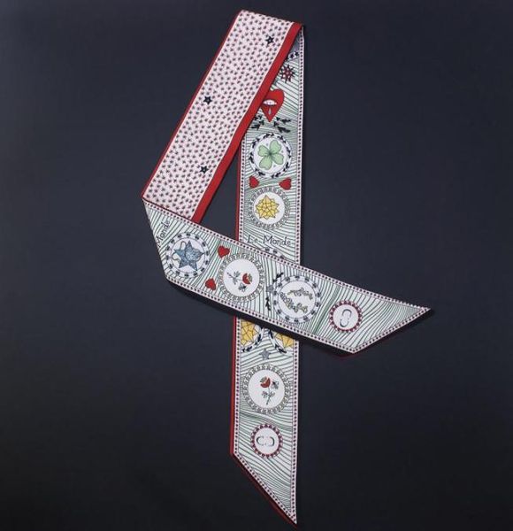 

10pcslot the tarot series double printing twill women039s scarf beautiful decoration small ribbon handbaghairneck wrist rib3267459, Blue;gray