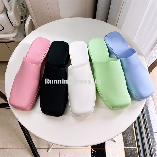 

designer sandals rubber slippers women casual shoes embossing platform slippers square toe slides thick bottom slipper beach slides alphabet, Black