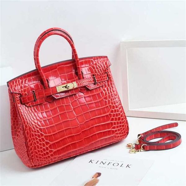 

birkinss women 9a bags handmade new genuine leather bag crocodile fashion hand versatile womens large cow shaped one shoulder messenger 18li