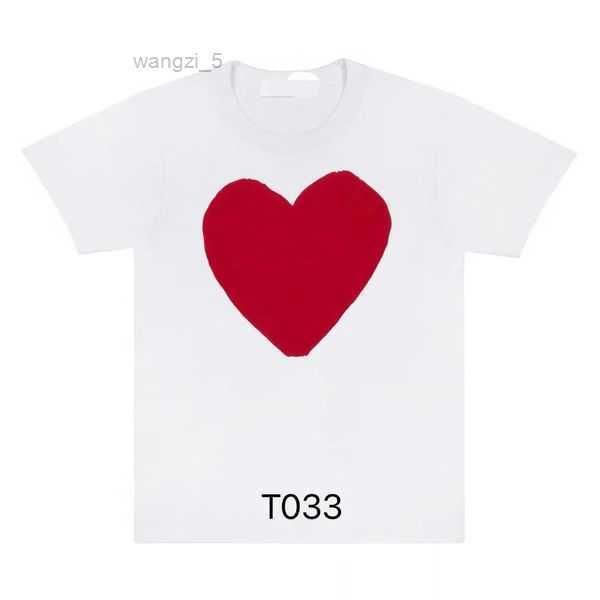 

cdg fashion mens play t shirt designer red heart commes casual women shirts des badge garcons high quanlity tshirts cotton embroidery 7 5pof, White;black