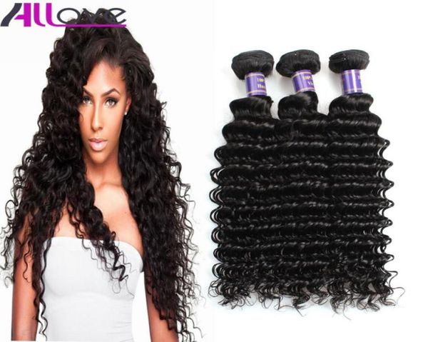 

brazilian hair extensions 3pcslot 8a unprocessed human hair weaves peruvian deep wave virgin hair wefts whole6531186, Black