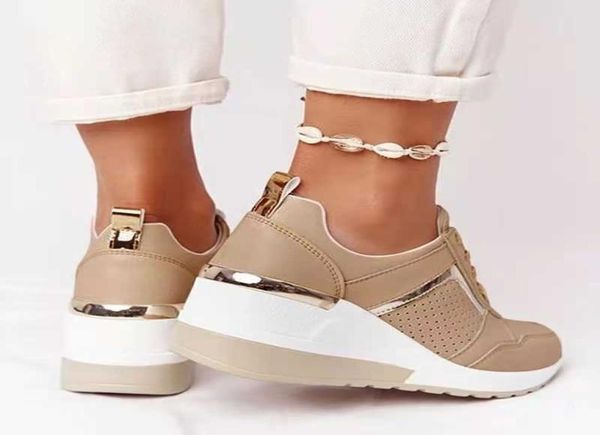 

2021 nieuwe lente en zomer mode vrouwen schoenen mesh platform wiggen schoenen licht ademende casual schoenen1163375, Black