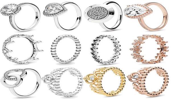 

authentic 925 sterling silver princess tiara crown sparkling love heart cz rings for women engagement jewelry anniversary q07082649196