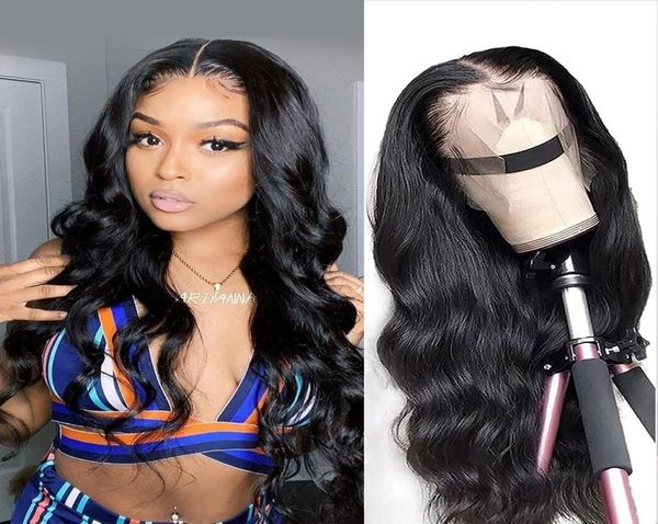 

body wave lace front wig natural hairt part hd transparent lace frontal wig human hair wigs for women remy baby hair pre plucked2798592, Black