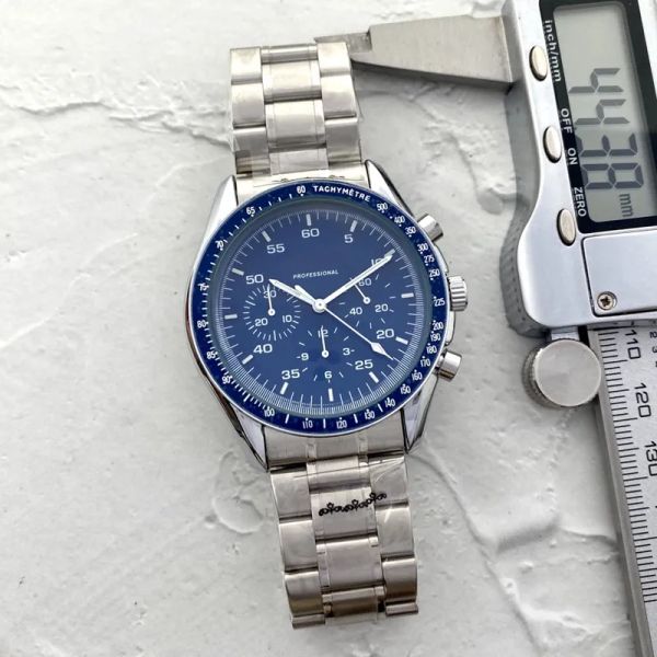 

omeg wrist watches for men 2023 new mens watches all dial work quartz watch luxury brand chronograph clock men fashion speedmaster steel bel, Slivery;golden