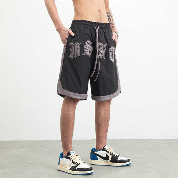 

american letter loose hip hop loose men's street basketball beach sports casual shorts colored embroidered capris, White;black