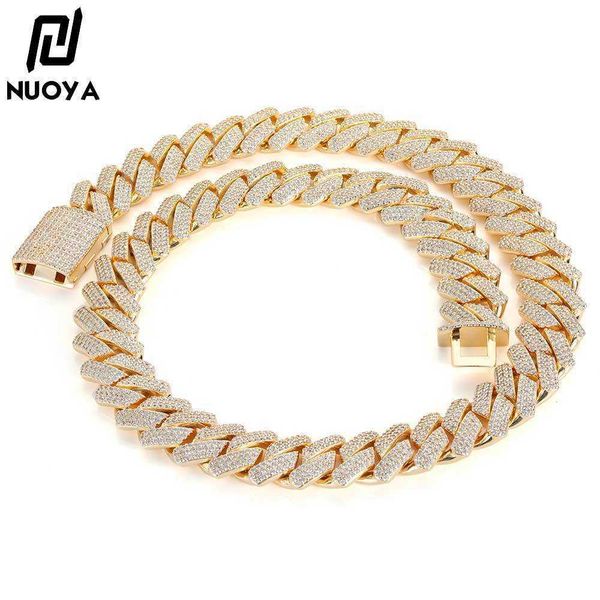 

hip hop necklace 18mm three row zircon cuban chain heavy tide brand full diamond men's necklace, Black