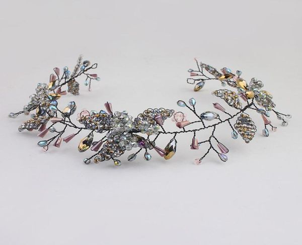 

europe and the united states hand woven leaf crystal hair fashion wedding accessories hand hair jcg0489128366, Golden;white