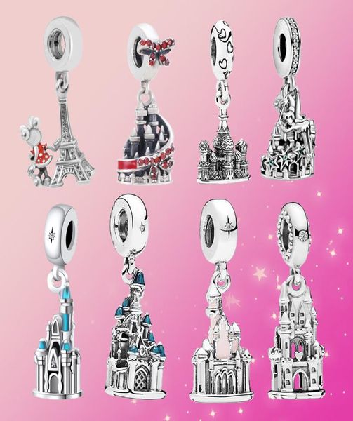 

925 sterling silver charm magic elf castle dangle charm pengdant fit pandora women bracelet7005216, Black