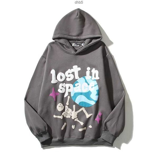

men's hoodies broken planet letter print hoodie harajuku retro high street loose pullover oversized sweatshirt 3d foaming y2k 6k2ly, Black