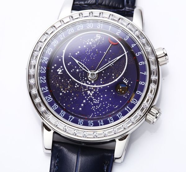 

men's watch starry sky version using pearl tuo ultra-thin movement, the function of automatic rotation of stars, Slivery;golden