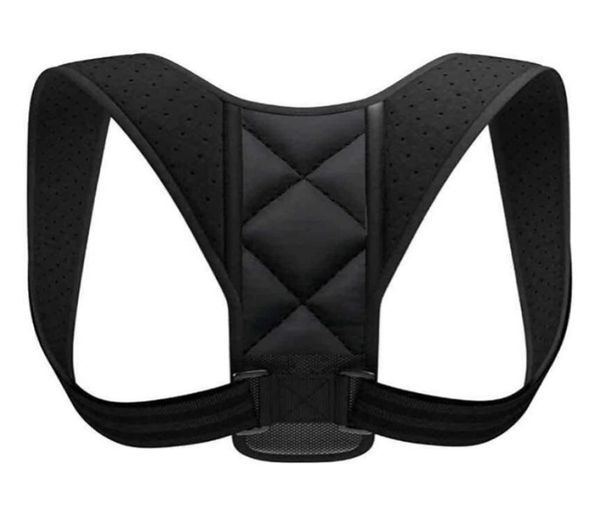 

adjustable posture corrector belt clavicle spine men woemen workplace outdoor upper back shoulder lumbar posture correction6516837, Black;blue
