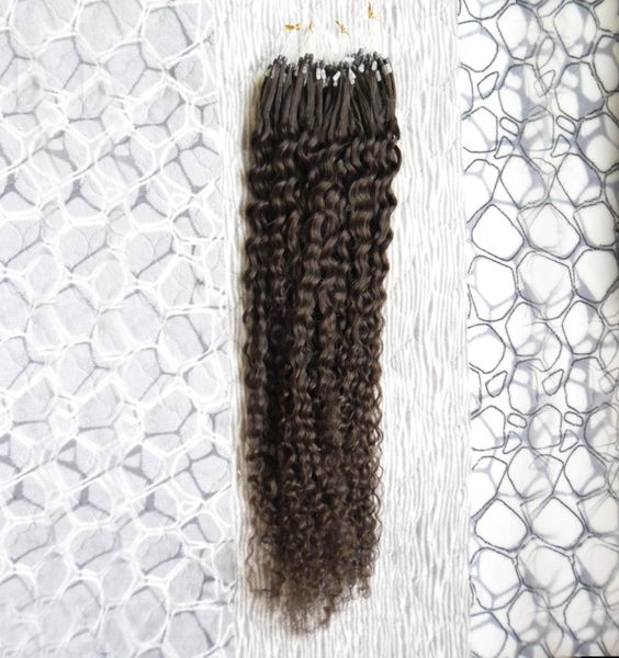 

human hair extensions kinky curly micro loop ring hair extensions 100g 1gs 100s remy micro bead hair extensions darkest brown7456796, Black