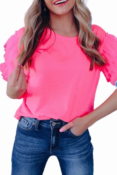 

pink tulle ruffle sleeve 2023 new 2023 new f1zu#, White