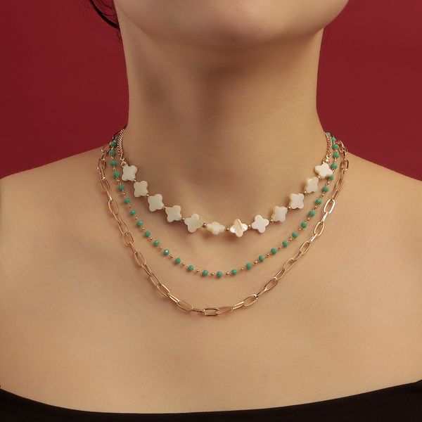 

necklace for women fashion jewelry bohemian colored crystal beaded necklace ins simple temperament necklace designer jewlery luxury combined, Silver