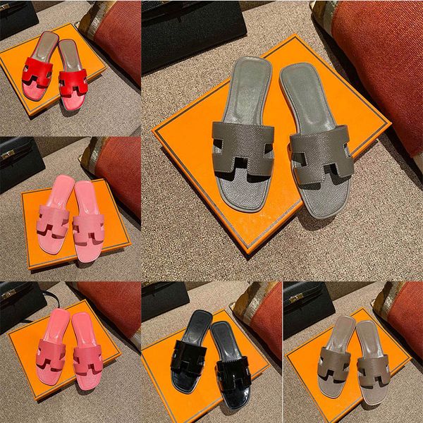 

2023 summer comfortable casual slippers luxury designer beach wedding flat heel genuine leather blue yellow lilac womens slippers, Black