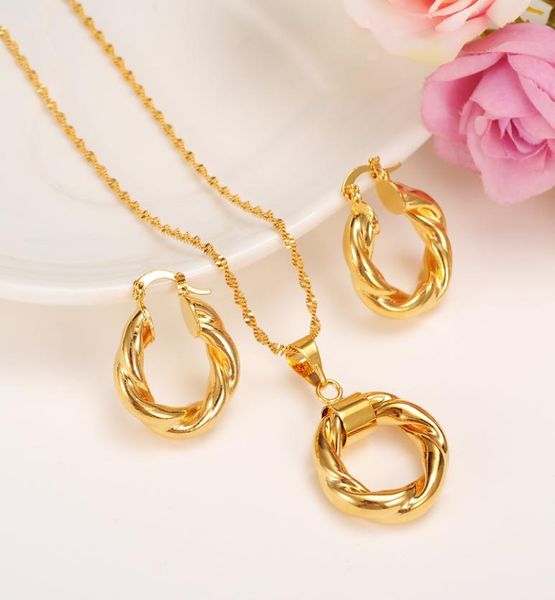 

whole 2017 new big hoop earrings pendant women039s wedding jewelry sets real 14k yellow solid fine gold africa daily wear g7427837, Silver