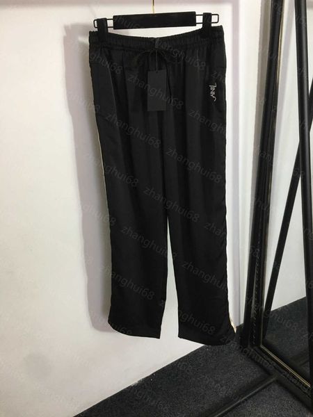 

23ss womens pants womens designer clothing embroidered monogram button slit splicing casual wide leg trousers women clothing, Black;white