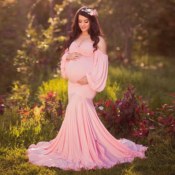 

maternity shoot dresses split front long pregnancy pgraphy dress chiffon pregnant women gown for p props r230519, White