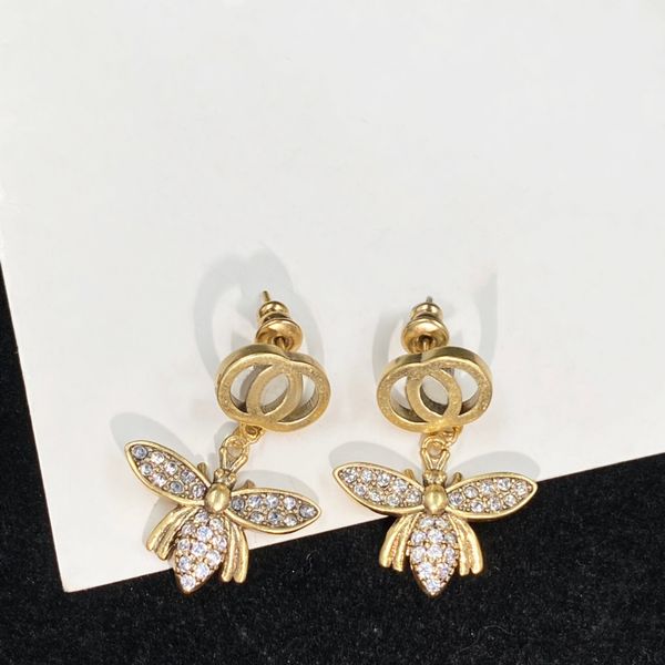 

earrings designer earrings new vintage letter g bee pendant earrings luxury stud earrings for women designer jewelry fashion brand party gif, Golden;silver
