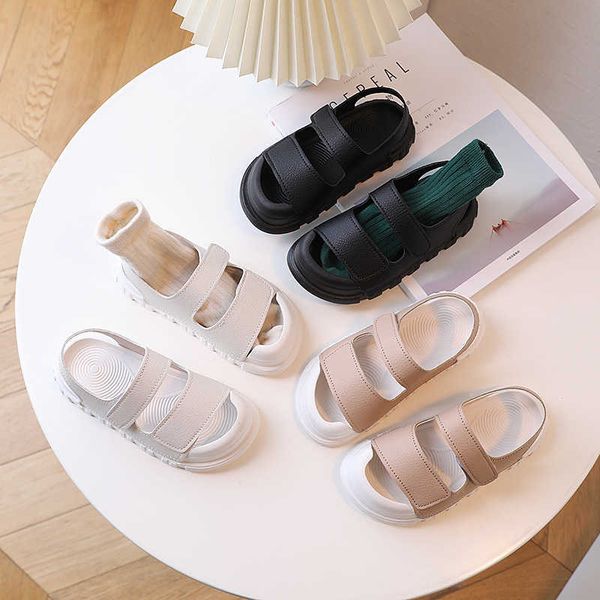 

sandals children simple sandals kids summer beach shoes 2023 summer fashion boys girls toddlers sandals toes-covered anti-kick soft aa230518, Black;red