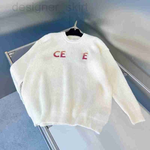

women's sweaters designer ouses shirts autumn and winter new gradient sequin emroidery ri solid color women's round neck swter wit, White;black