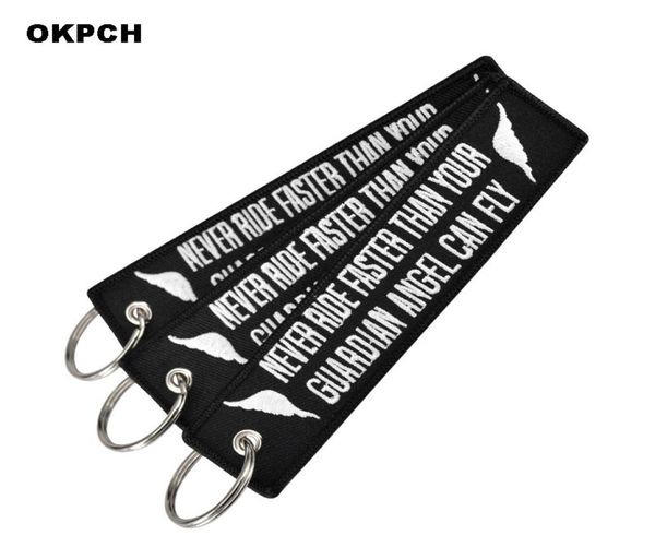 

fashion motorcycle keychain car key rings never drive faster than your guardian angel can fly9881590, Silver