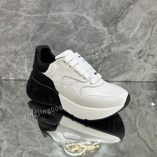 

new fashion designer platform womens mens casual shoes leather lace-up sneaker lady flat running trainers letters gym sneaker, Black