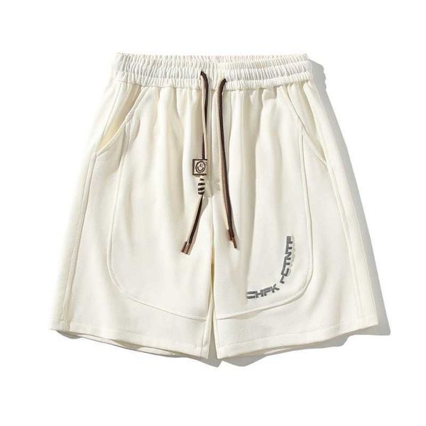 

waffle shorts for men's summer slim american sports pants trendy casual five piece pants loose straight leg sanitary pants, White;black