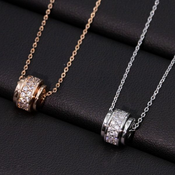 

luxury designer diamond-encrusted rotating necklace love reincarnation lover gift, Silver