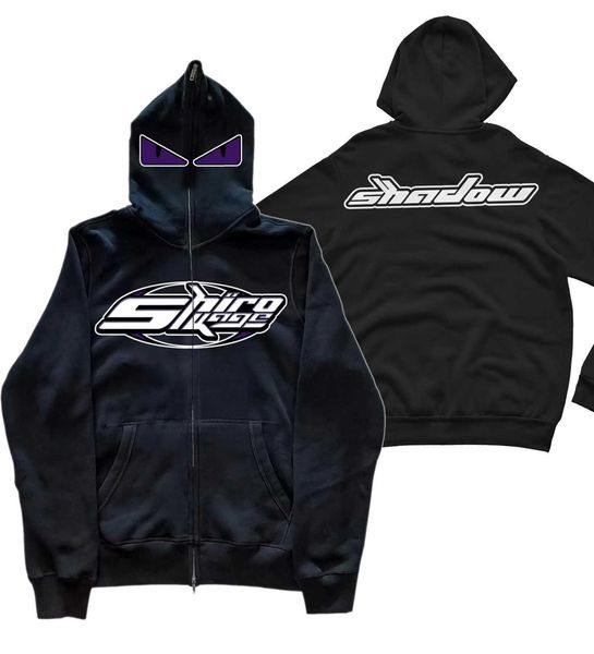 

custom men winter heavyweight cotton hoodies fashion black full face zip up