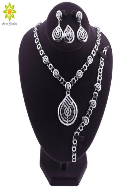 

earrings necklace nigerian wedding african beads water drop set for women party dubai accessories jewelry7706410, Silver