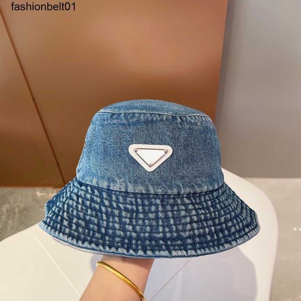 

women wide brim hats luxury designer p woman washed and aged cowboy bucket hat 22ss autumn casquette man, Blue;gray