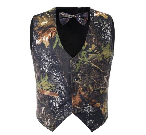 

new arrival mens camo vest 2 sets formal business vest with tie camo hunting groom vests7582207, Black